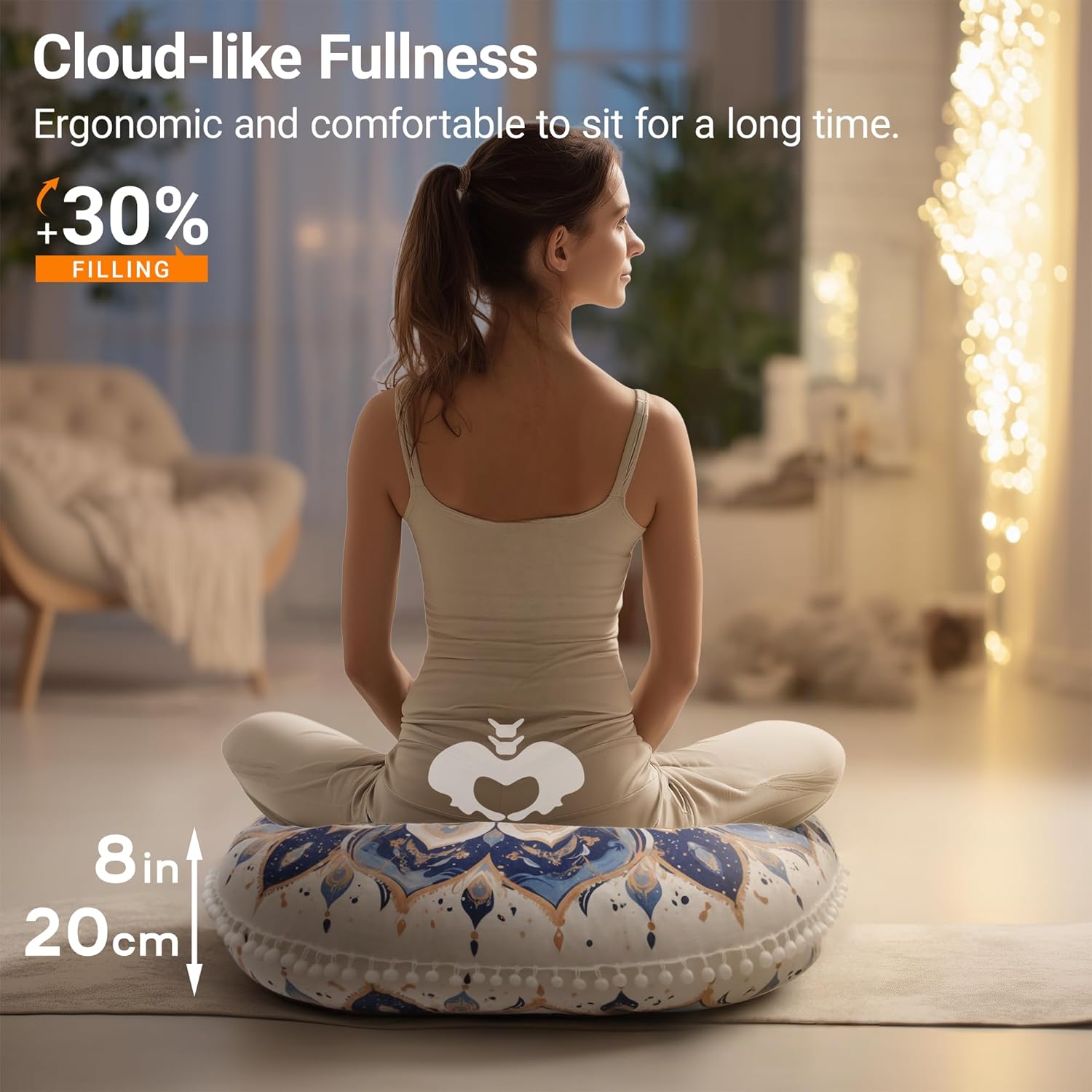 Bohemian Mandala Yoga Cushion - Image 2