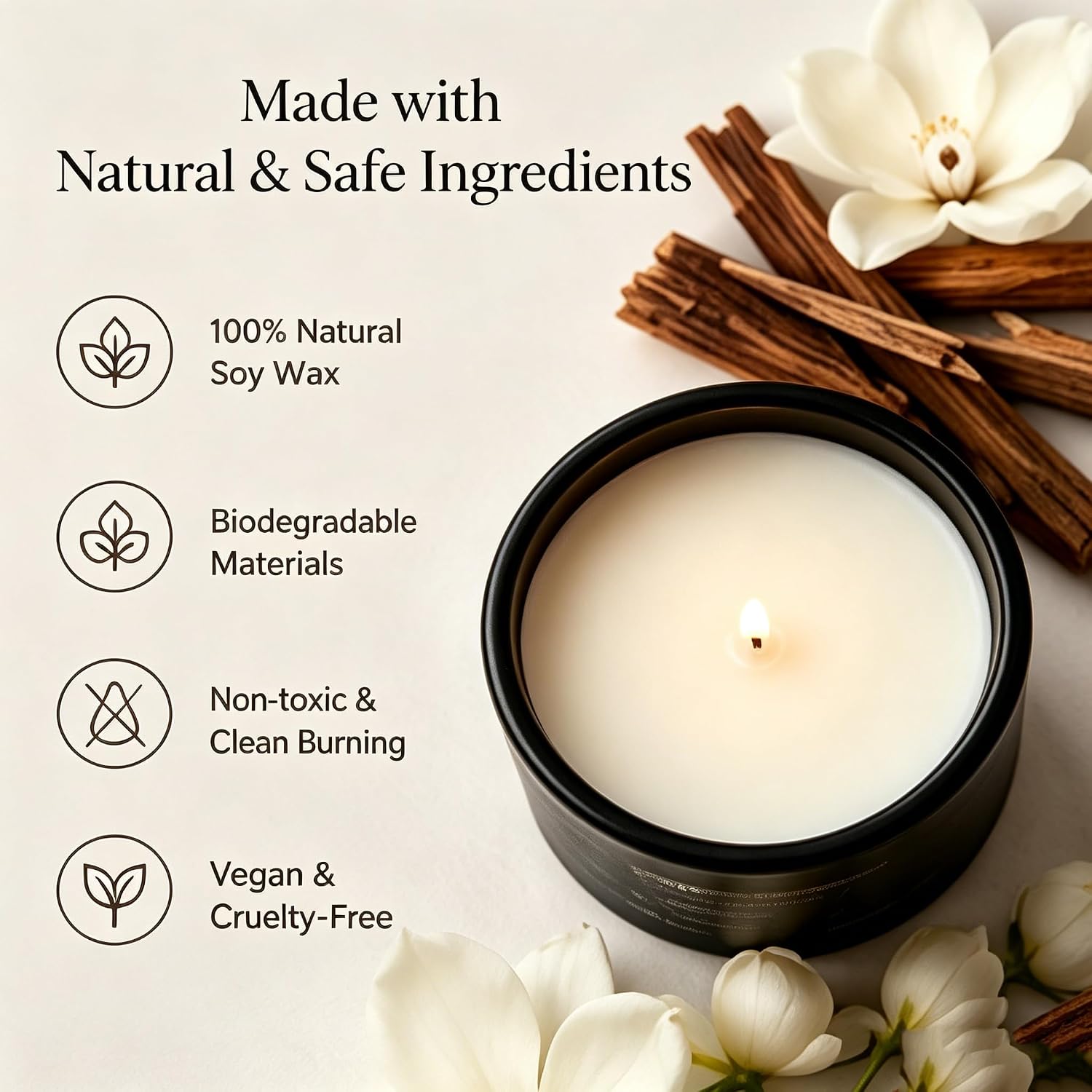 Magnolia Sandalwood Soy Candle - Image 2