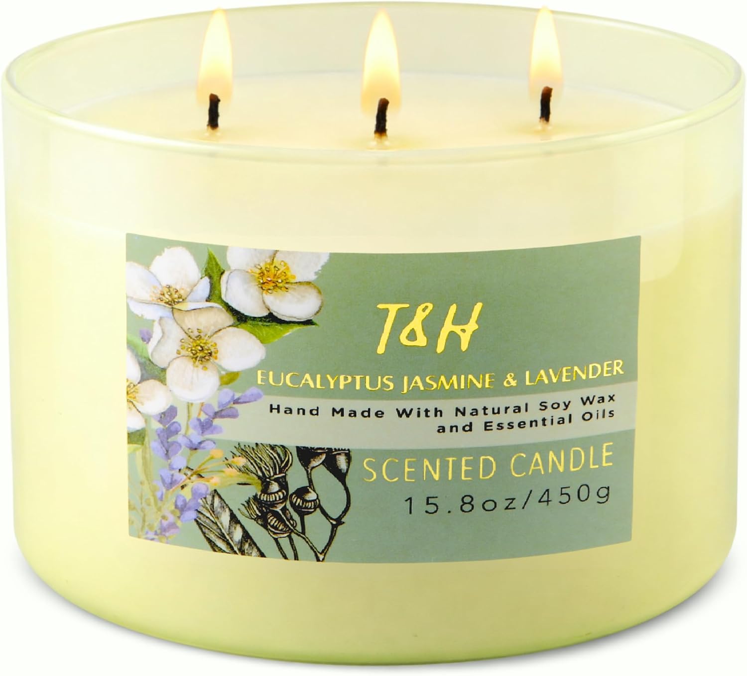 Eucalyptus Jasmine Lavender Scented Candle